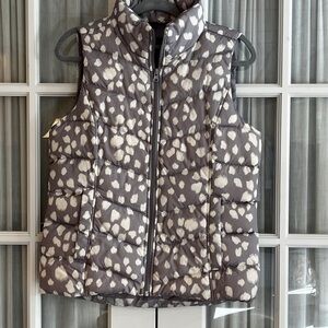 Lands' End Gray and White Puffer Vest
